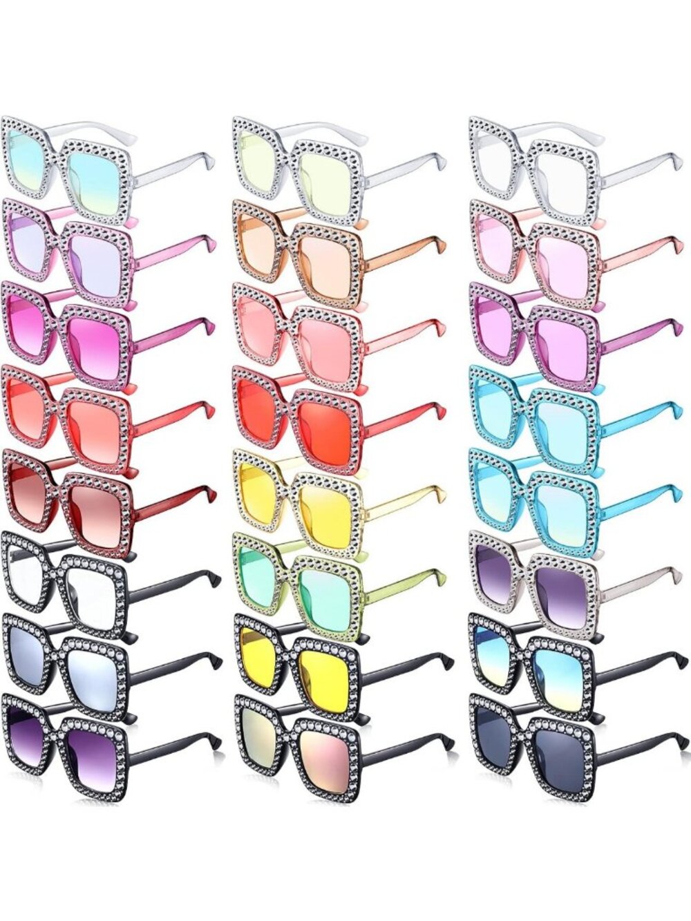 Rhinestone Disco Sunglasses for Women - Bulk Party Shades, Festival Accessories